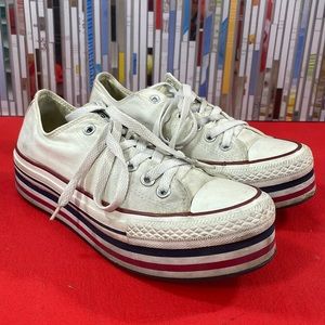Vintage Platform Red White & Blue Converse